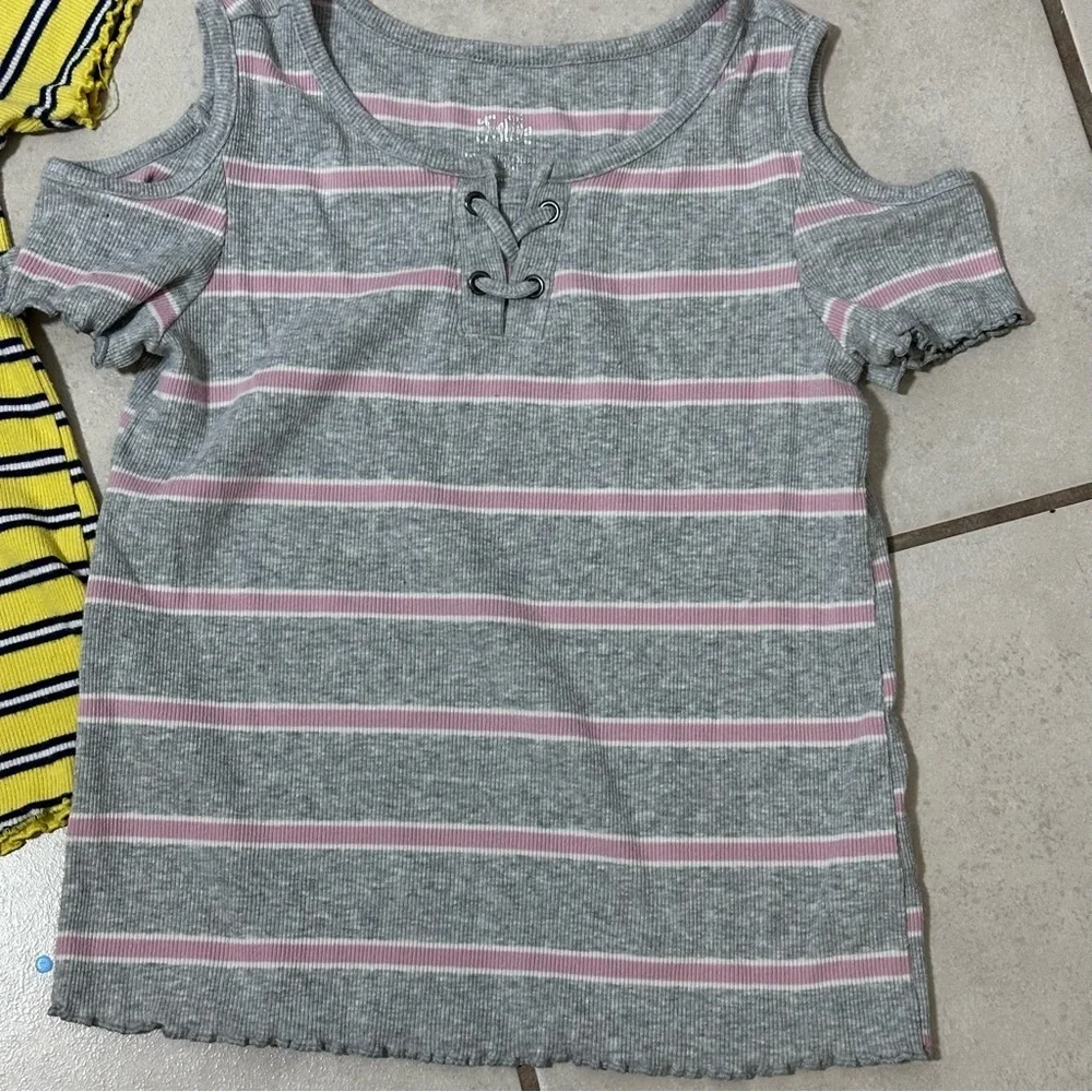 Justice‎ Girls Kids Ribbed Stripe Blouses Top size 10.